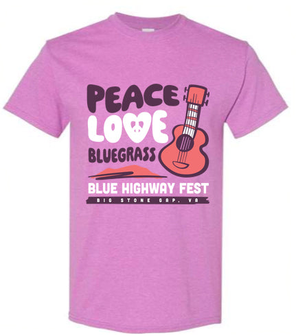 Blue Highway Fest Retro T-shirt - Heather Radiant Orchid